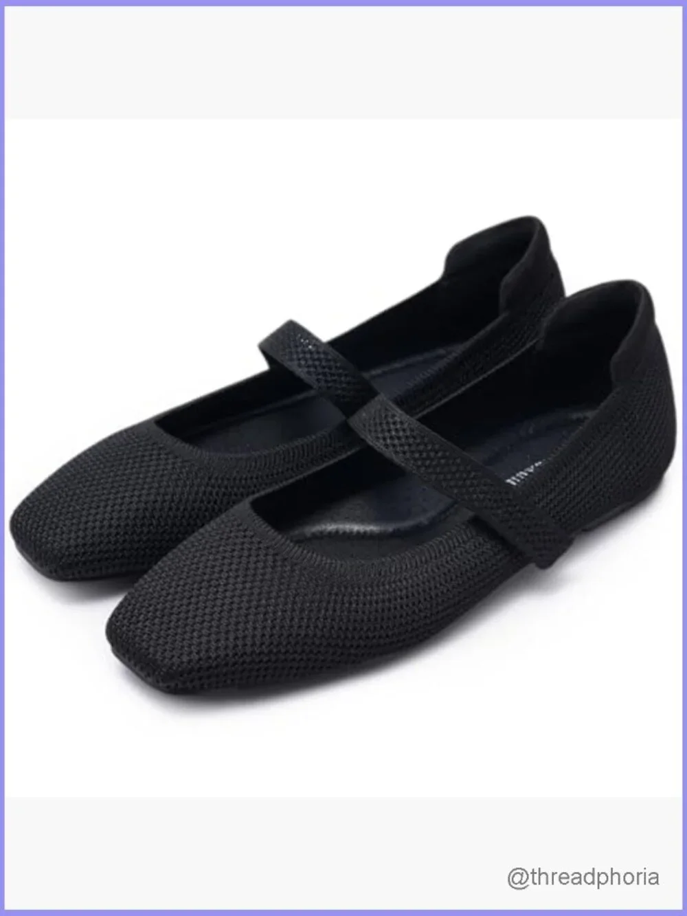 Women's Square Toe Mary Jane Flats with Arch Support Knit Walking Shoes